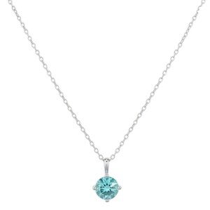 1 Carat Ocean Blue Moissanite Solitaire Pendant Necklace 925 Sterling Silver NIB
